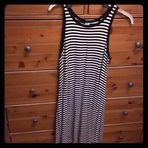 Striped High Neck Swing Dress